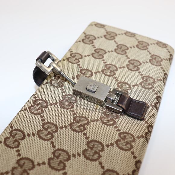 Vintage Gucci GG Canvas & Leather Wallet w/ Lock Accent – Canvas Jackie - Picture 5 of 8